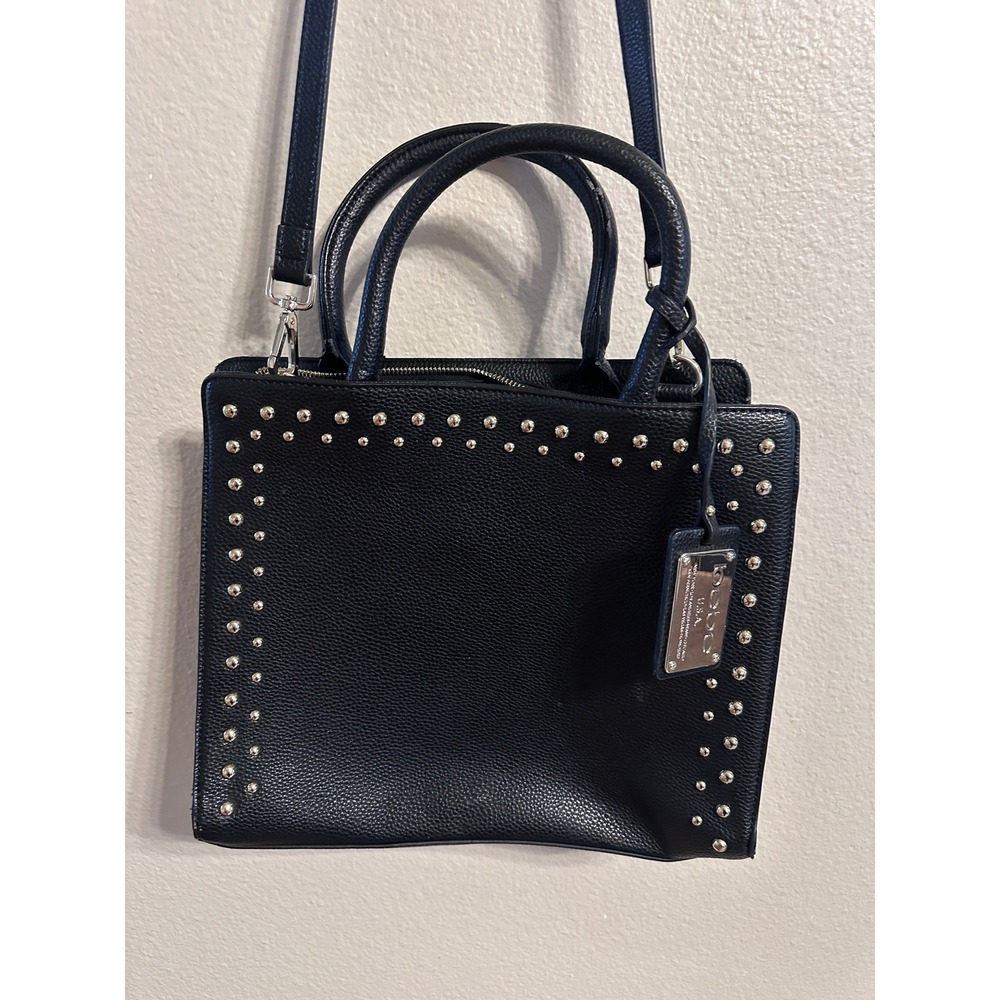 Bebe Black Studded Square Satchel Crossbody Bag‎ Purse